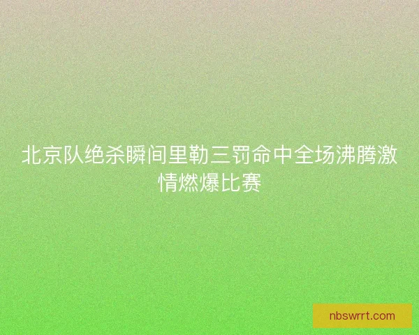 北京队绝杀瞬间里勒三罚命中全场沸腾激情燃爆比赛